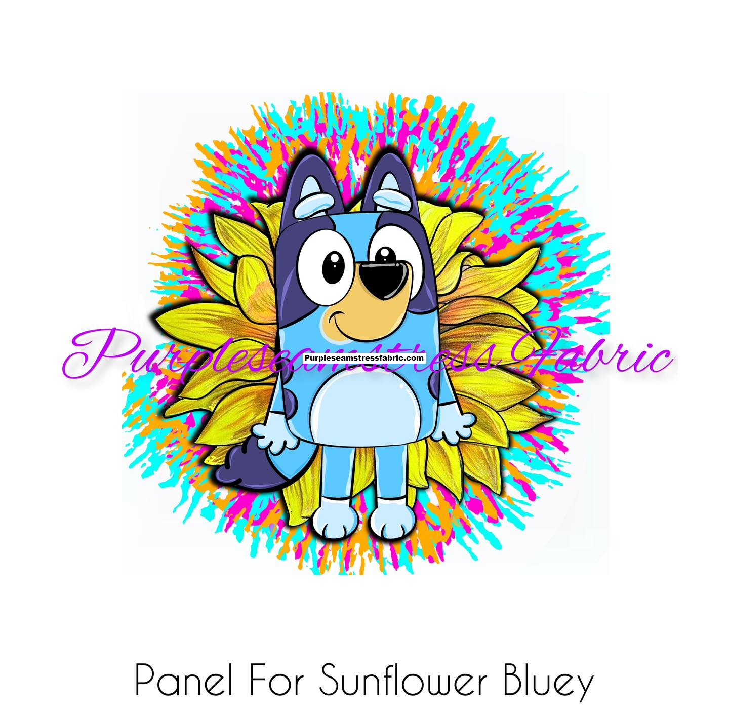 Sunflower Bluey Panel Cotton Lycra – Purpleseamstress Fabric